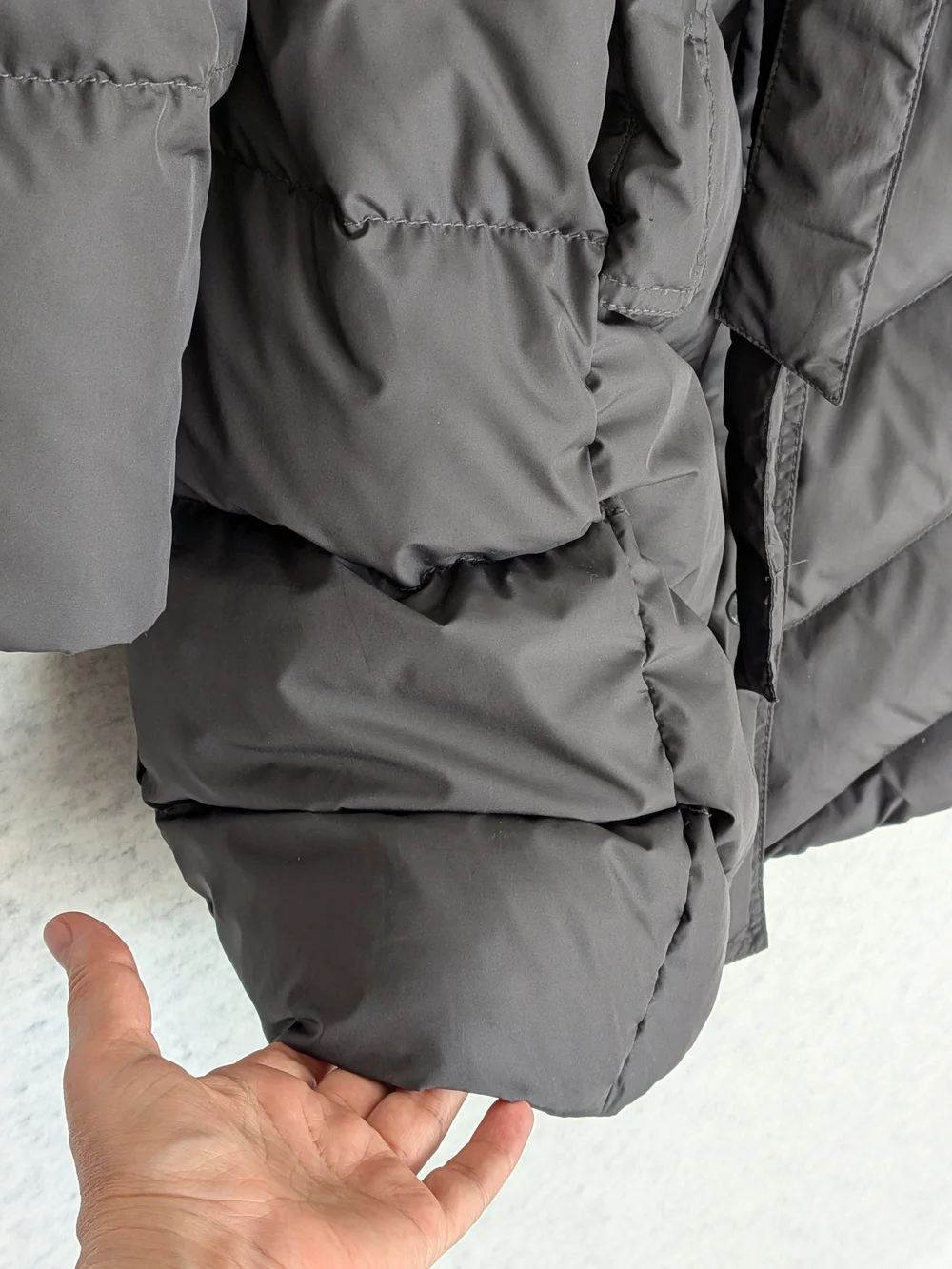 J.CREW Down Puffer Coat Belted Hooded Parka Jacket Black Size M Mid-Thigh Length